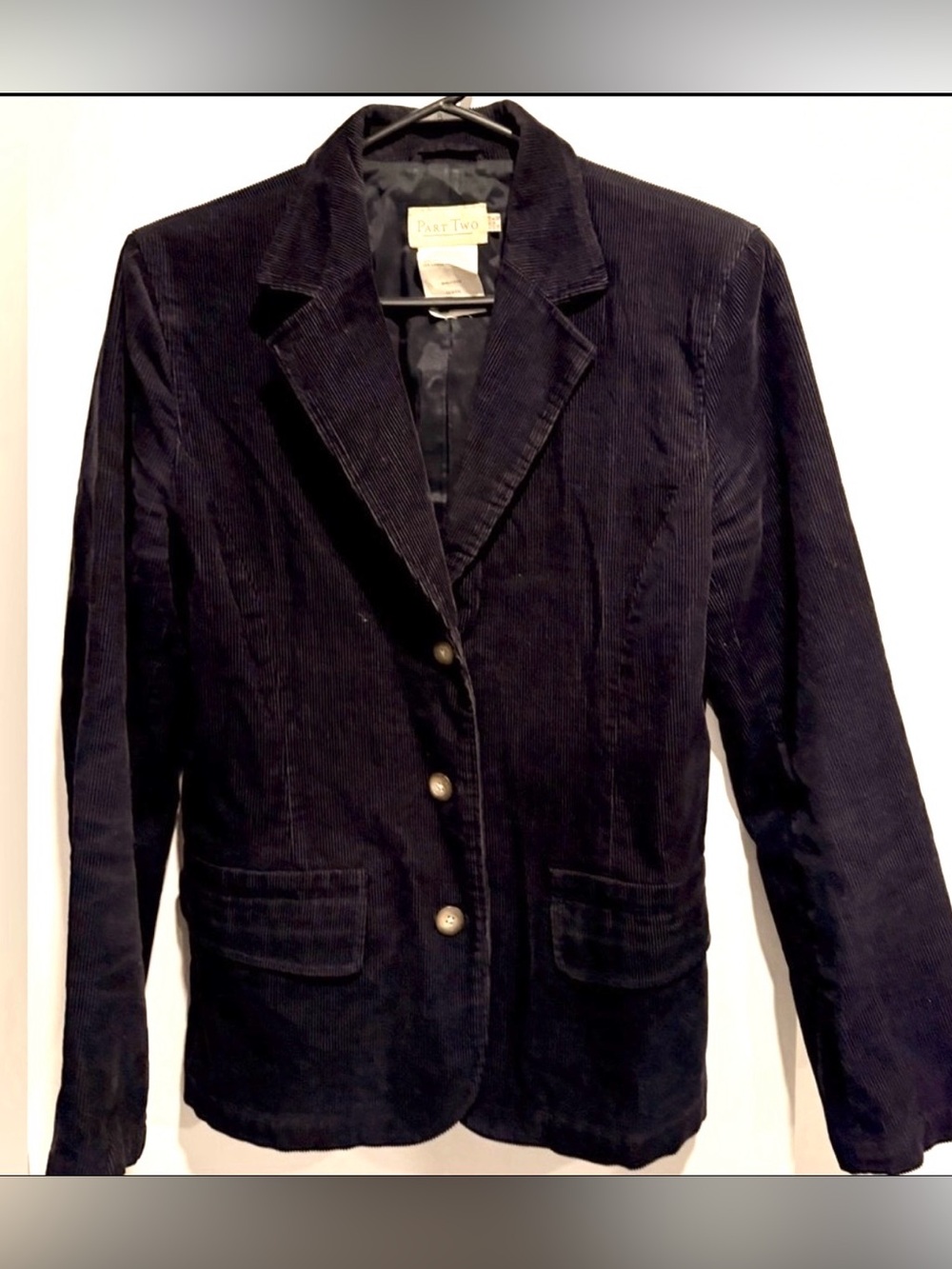 Part Two Corduroy blazer jacket black button office classic boho street grunge 8